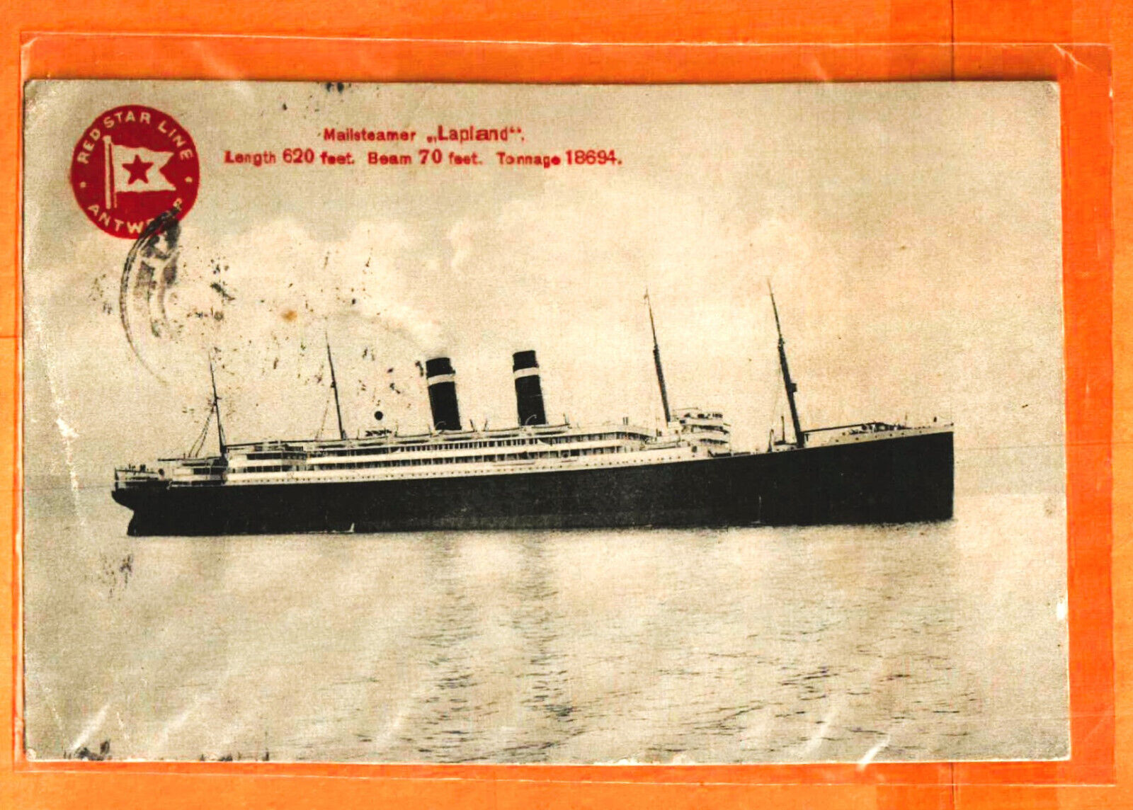 SS LAPLAND 1914 RARE CANADA TROOPSHIP TO BRITAIN VFINE