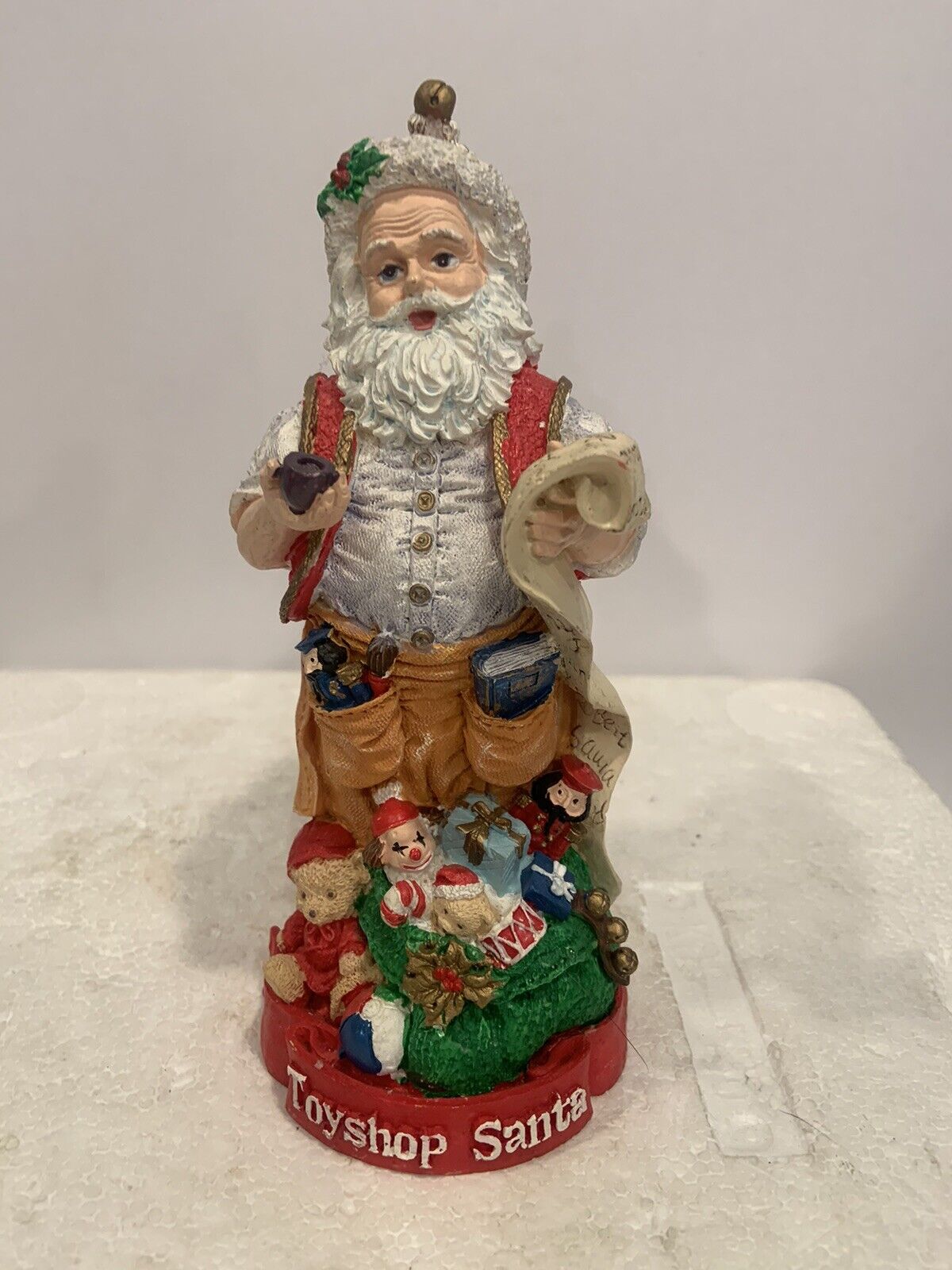 Vintage Santa Figurine Toyshop Santa 7” By Jaimy Carved 1990 RARE See Photos