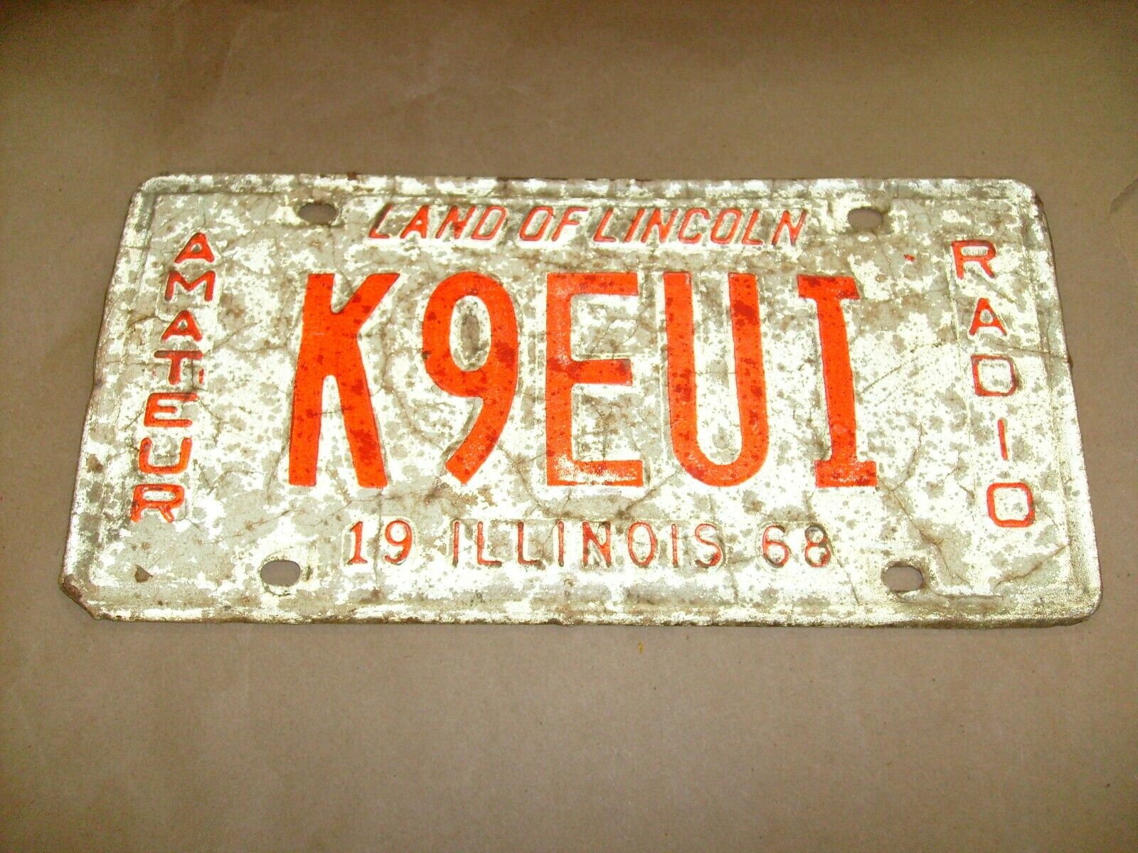 Illinois 1968  Amateur Ham Radio Operator Old License Plate K9EUI
