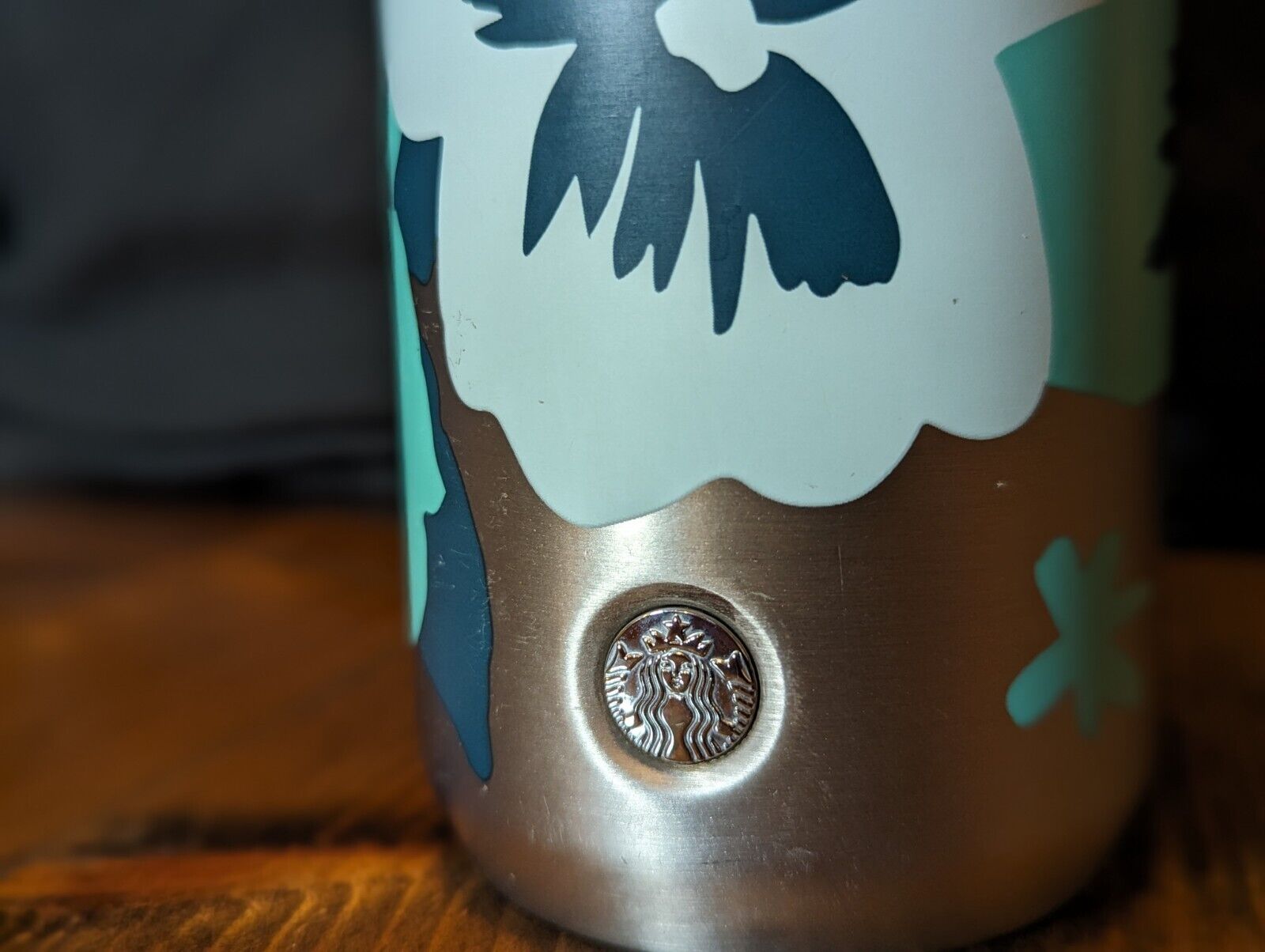 Starbucks Pansies Blue Floral Stainless Steel Tumbler 16 Oz Insulated Coffee