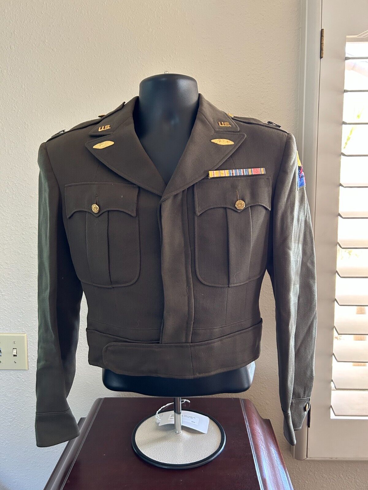 WW2 Era US Army Tank Captains Tunic/Uniform With Bullion Collar Devices