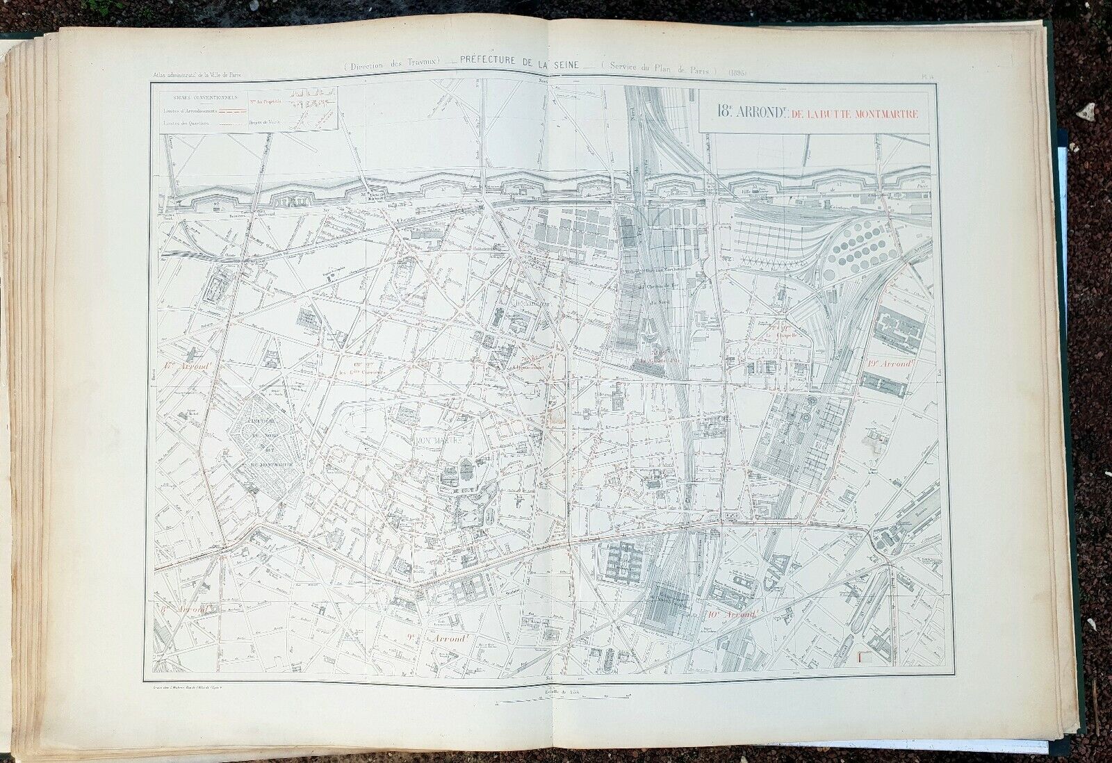 Paris XVIIIth century - Prefect GARBAGE Very rare plan from 1895 to 1/5000 (67 x 94 cm)