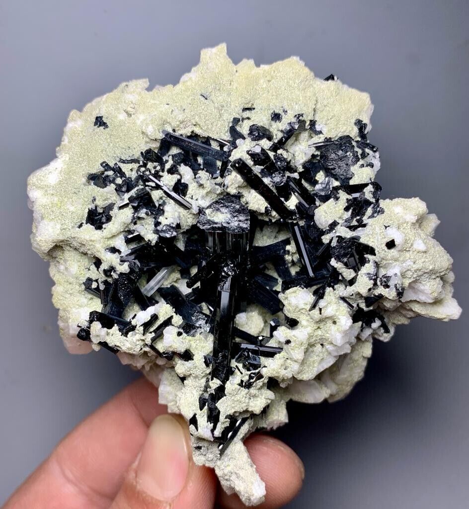 133 Gm Black Tourmaline Crystal Specimen  Combine With Aquamarine From Pakistan