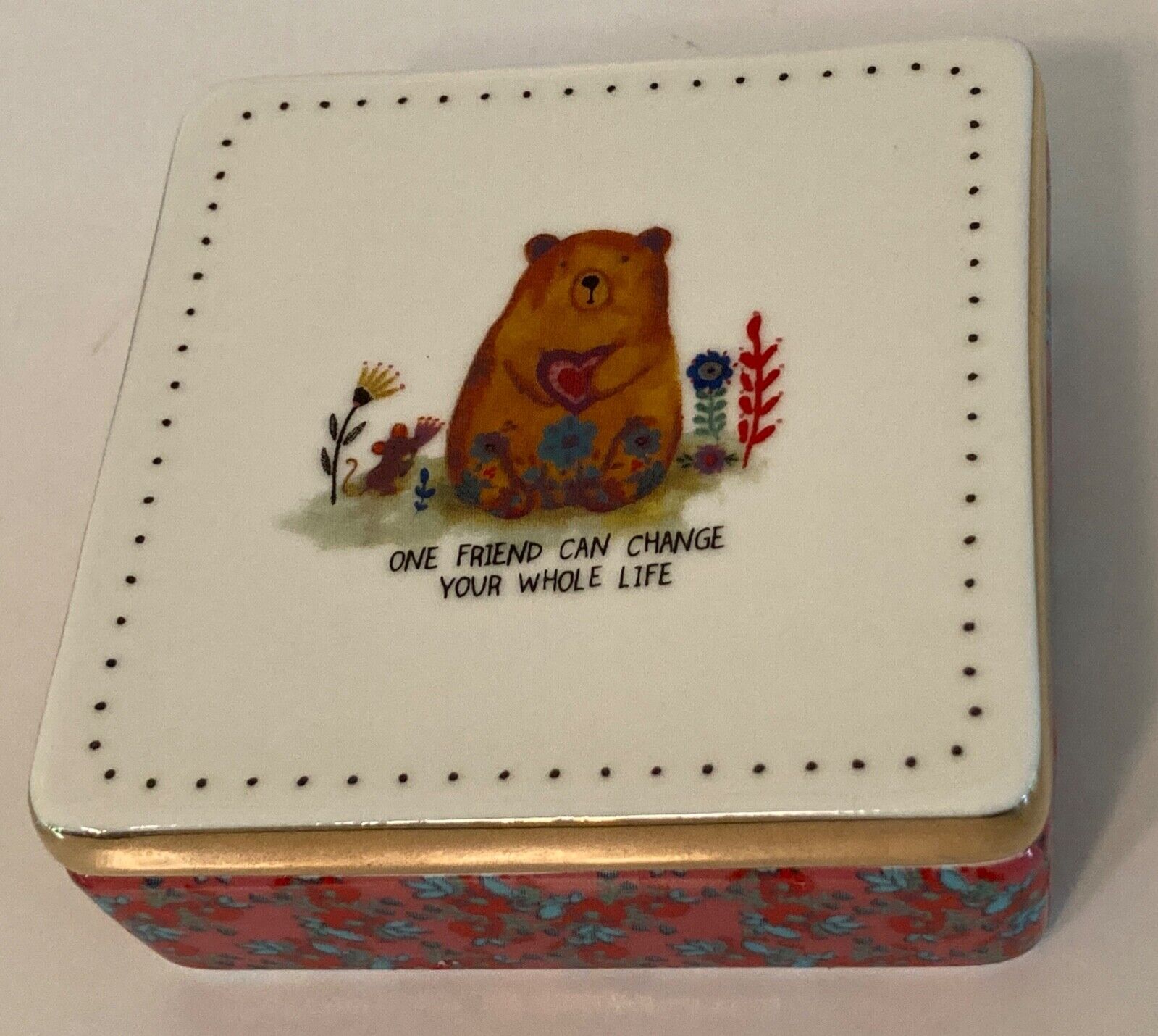 Natural Life Porcelain Trinket Box Bear Friends Life 3\
