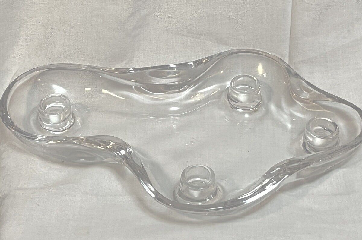 Vintage MCM Glass Flower Floater Candleholder US Glass Co/ Swanson