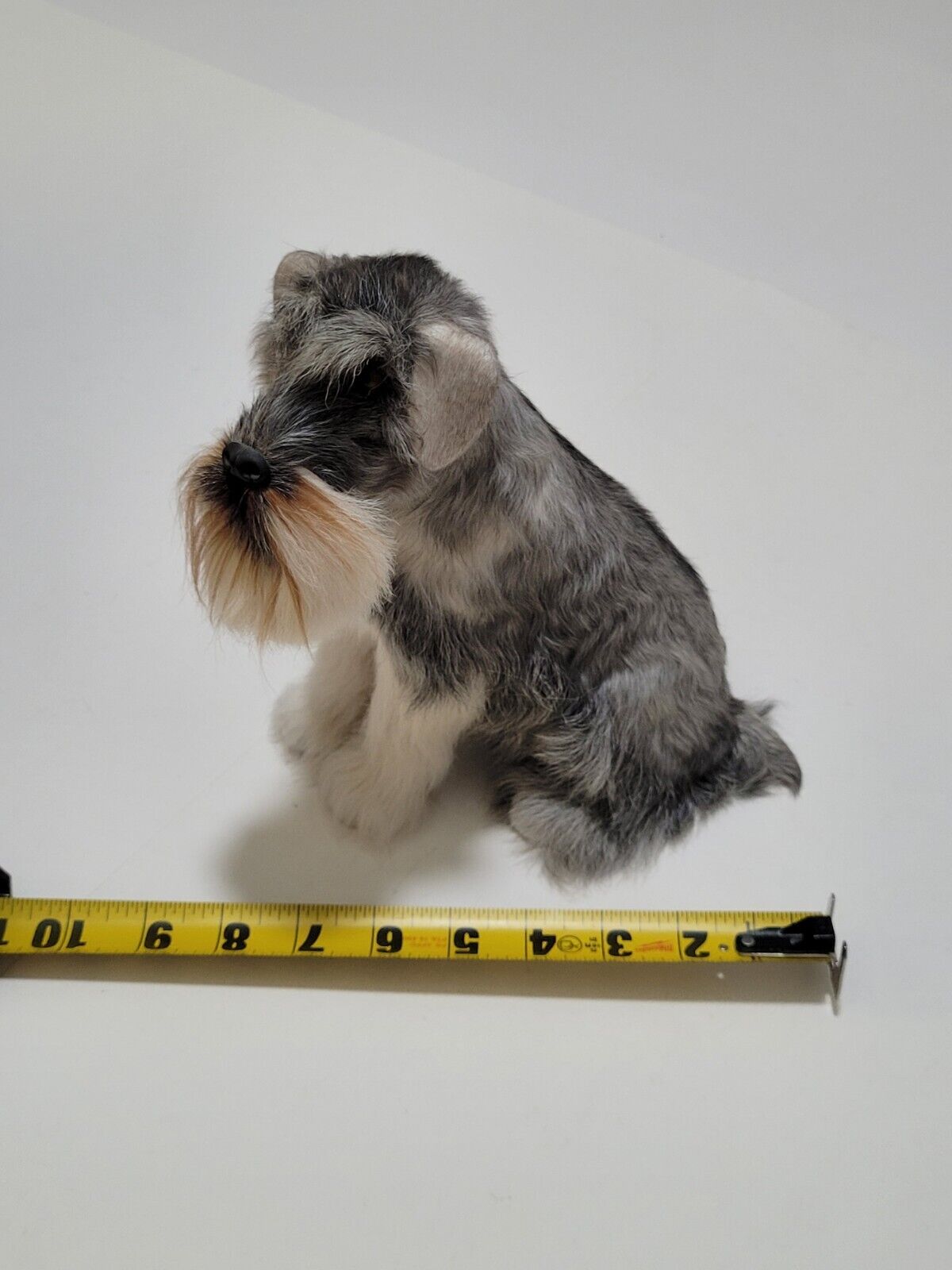 Miniature Schnauzer Hand Crafted Realistic Dog Seated Statue Animal Life Like