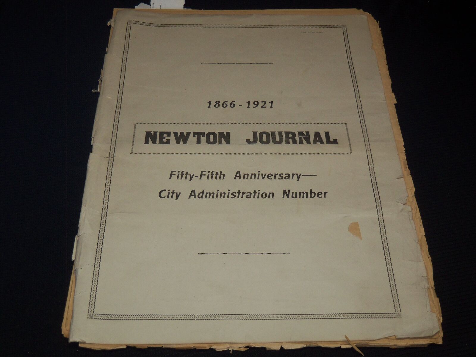 1866-1921 NEWTON JOURNAL NEWSPAPER 55TH ANNIVERSARY NUMBER - MASS - NP 1426A