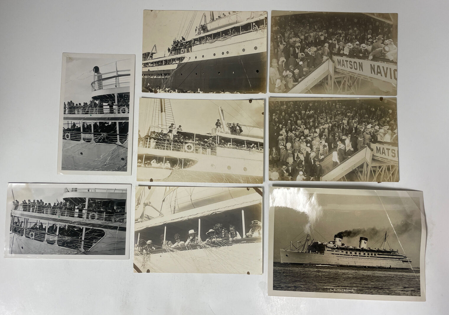 Set 8 S.S Matsonia Matson Lines Vintage Lot of Photos in Hawaii