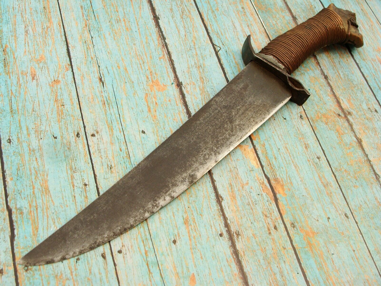 BIG PRIMATIVE EARLY AMERICAN CIVIL WAR HANDMADE HUNTING BOWIE TRADE KNIFE KNIVES