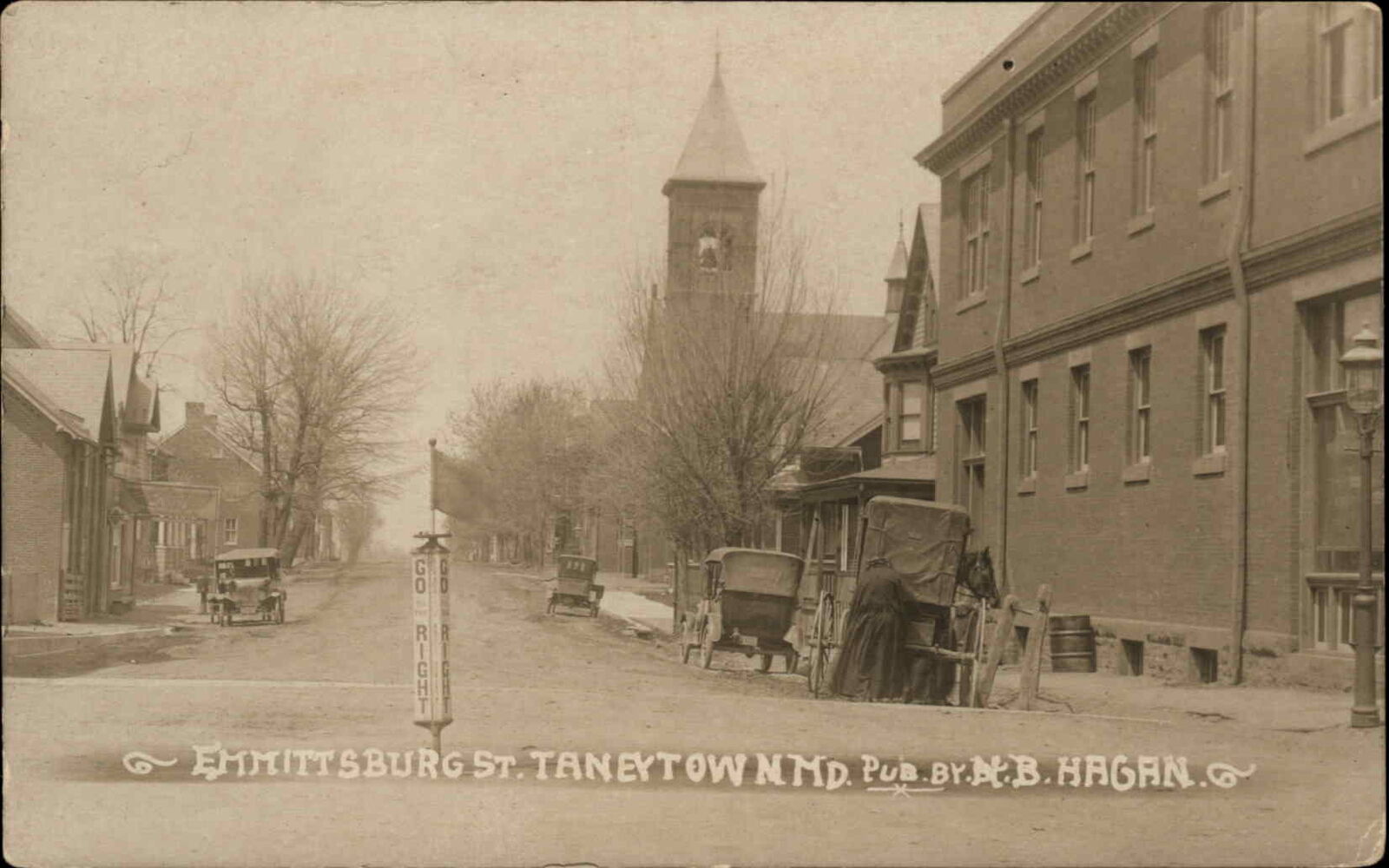 Taneytown Maryland MD Emmittsburg Street Cars c1910 Real Photo Postcard