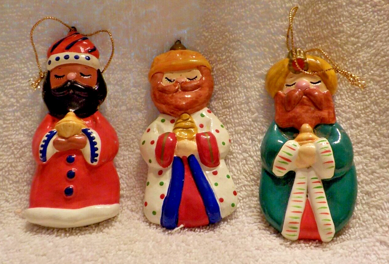 Vintage Three Kings hand made ceramic ornaments made in Korea