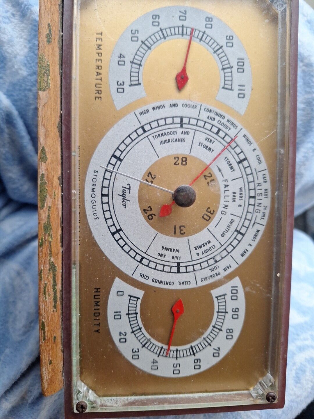 Vintage Taylor Stormoguide Temp Humid Barometer Weather Station Good Condition
