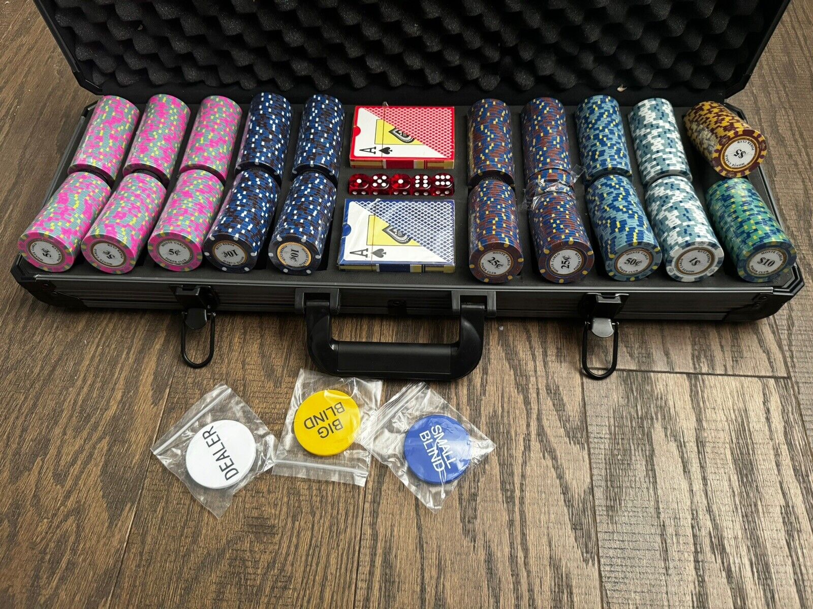 500 Piece Monte Carlo Low Denomination Poker Chip Set - 14g Chips Read Desc