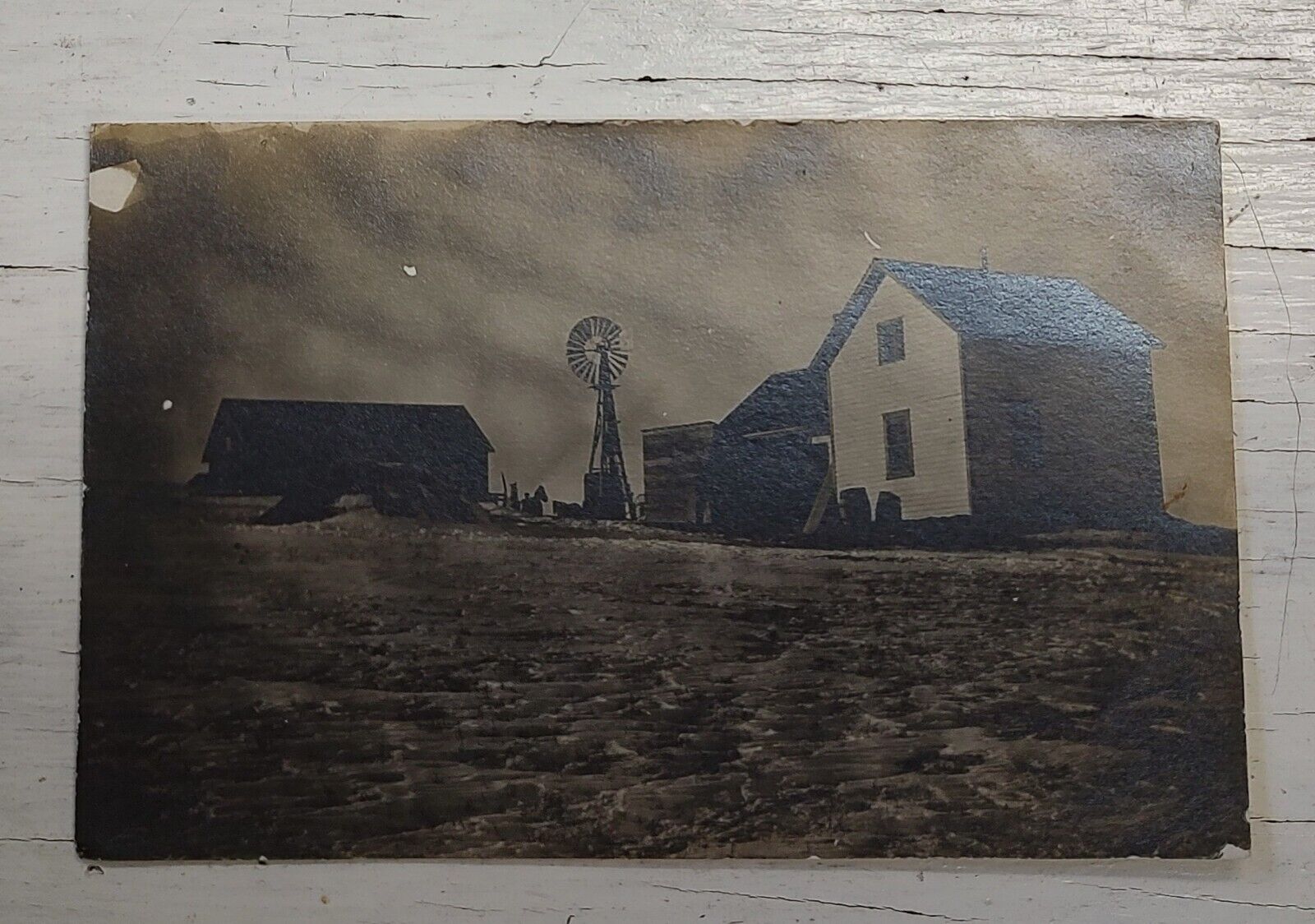 Antique RPPC Postcard Farmhouse In Winter