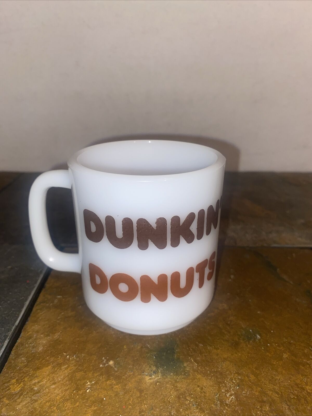 Vintage 70's Dunkin Donuts GLASBAKE Mug - Coffee Cup - Two Tone Brown Lettering