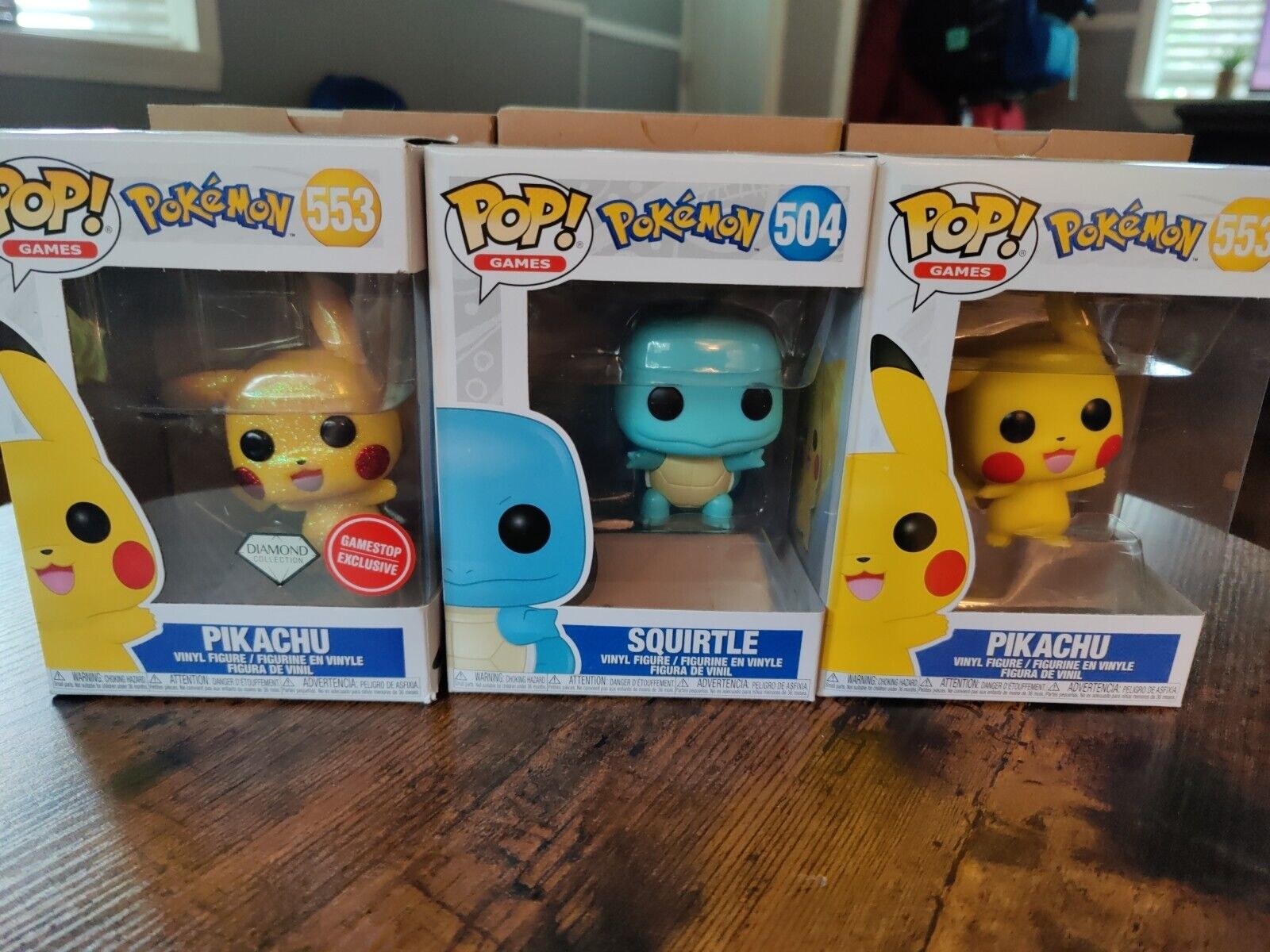 Lot Of 3 Funko Pop Pokemon Diamond Collection Pikachu Squirtle GameStop...