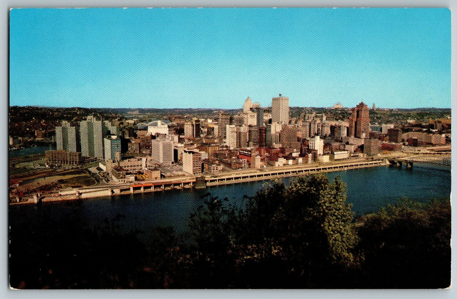 Pittsburgh, PA - Monongahela River & Downtown Pittsburg - Vintage Postcard