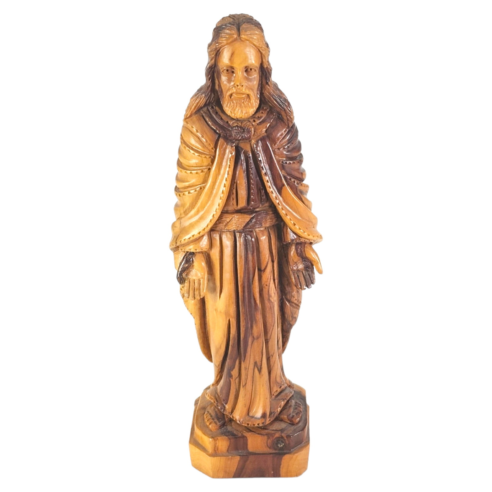 Vintage Olivewood Ascension of Jesus Christ Figure Sculpture Mid Century 20th C.