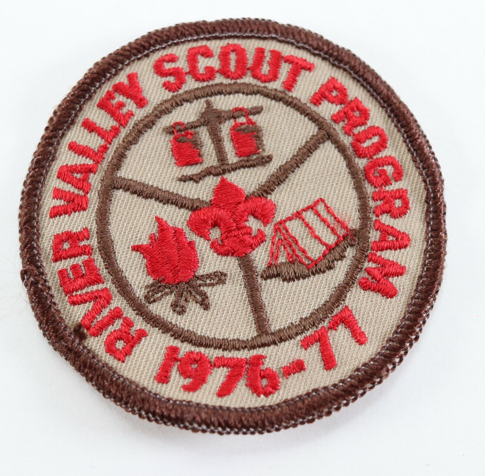 Vintage 1976-77 River Valley Scout Program Boy Scouts America BSA Camp Patch