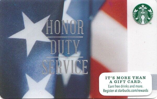 Starbucks CARD 2014 Honor-Duty-Service NEW