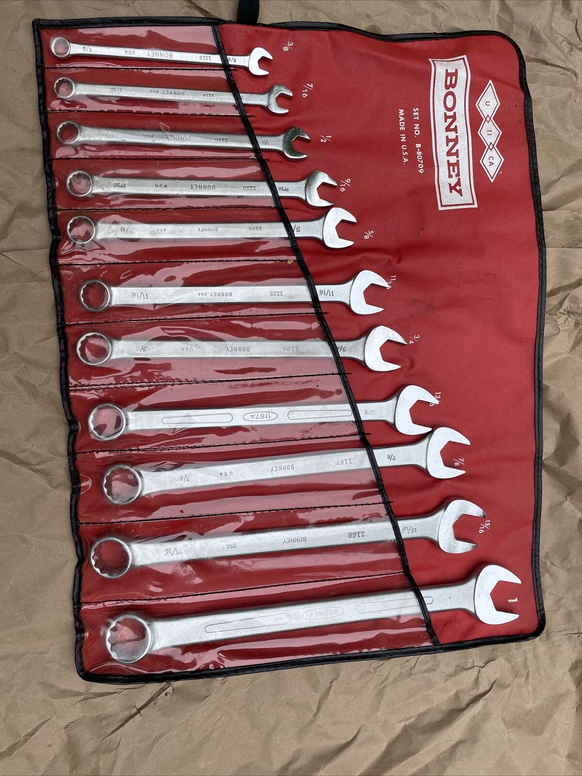 Bonney 11 Piece Combination Wrench Set 3/8” To 1”- No. B-80709.