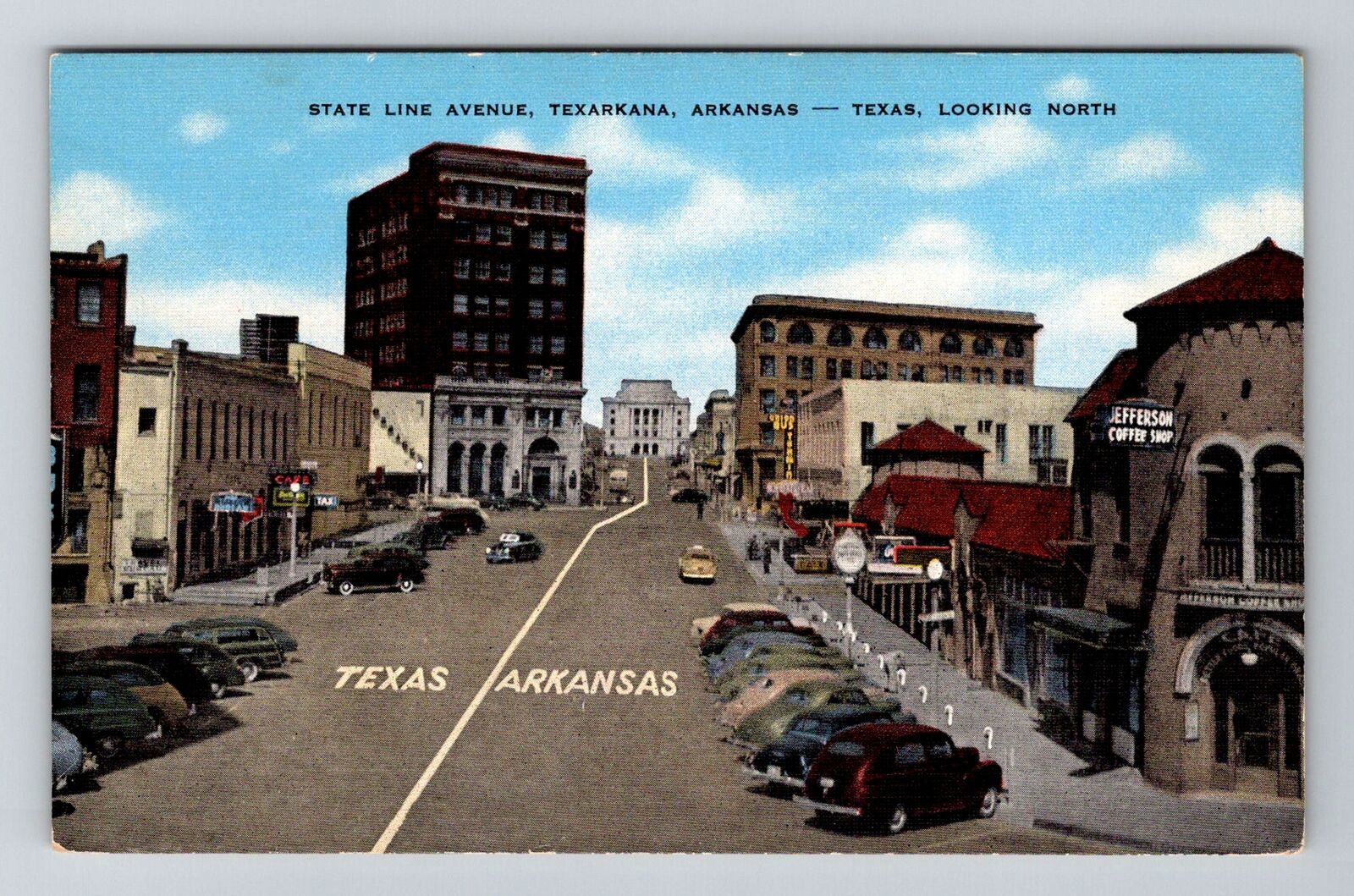 Texarkana TX-Texas, State Line Avenue Vintage Souvenir Postcard