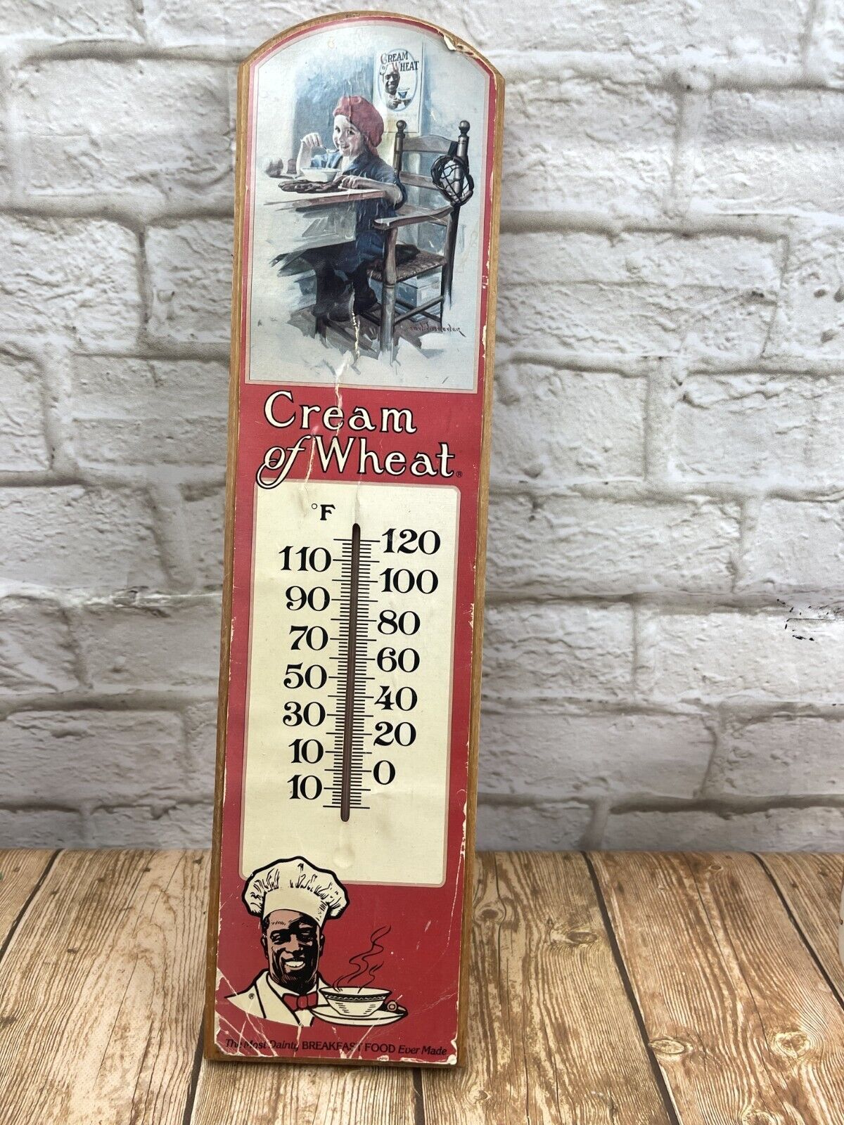Cream of Wheat Wood Wall Thermometer Vintage 