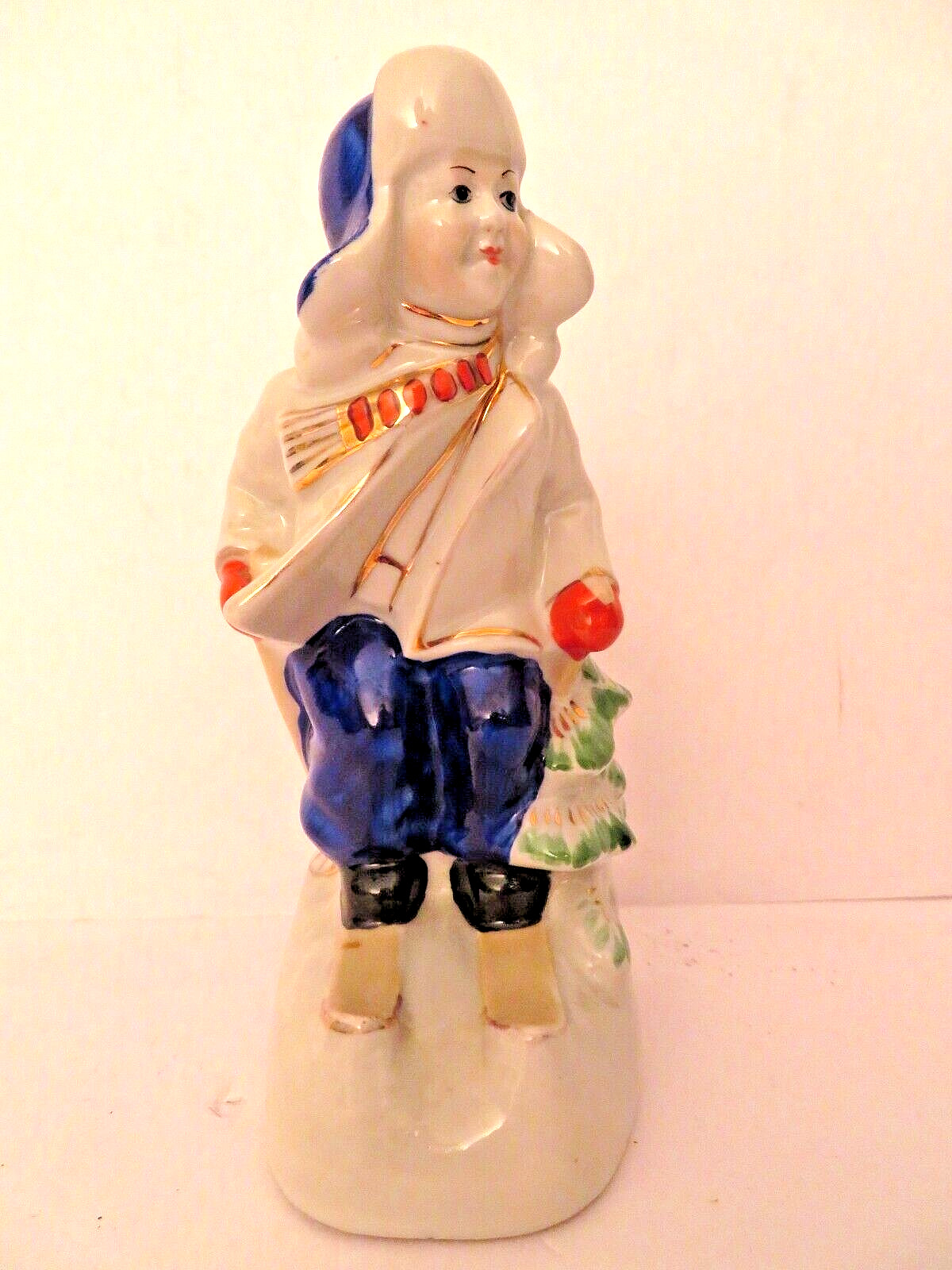 Young Boy Skier Porcelain Figurine Soviet USSR Russian Antique 6