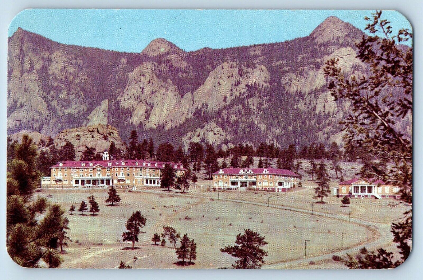 Estes Park Colorado Postcard Stanley Hotel  Resort Exterior 1960 Vintage Antique