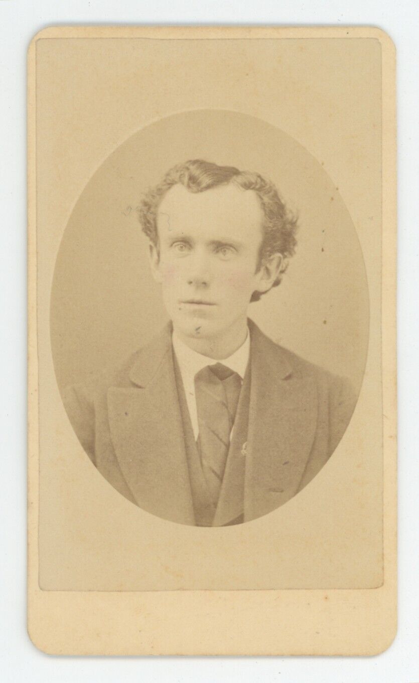 Antique CDV Circa 1870s Handsome Young Man in Stylish Suit Bowen Bridgeton, NJ