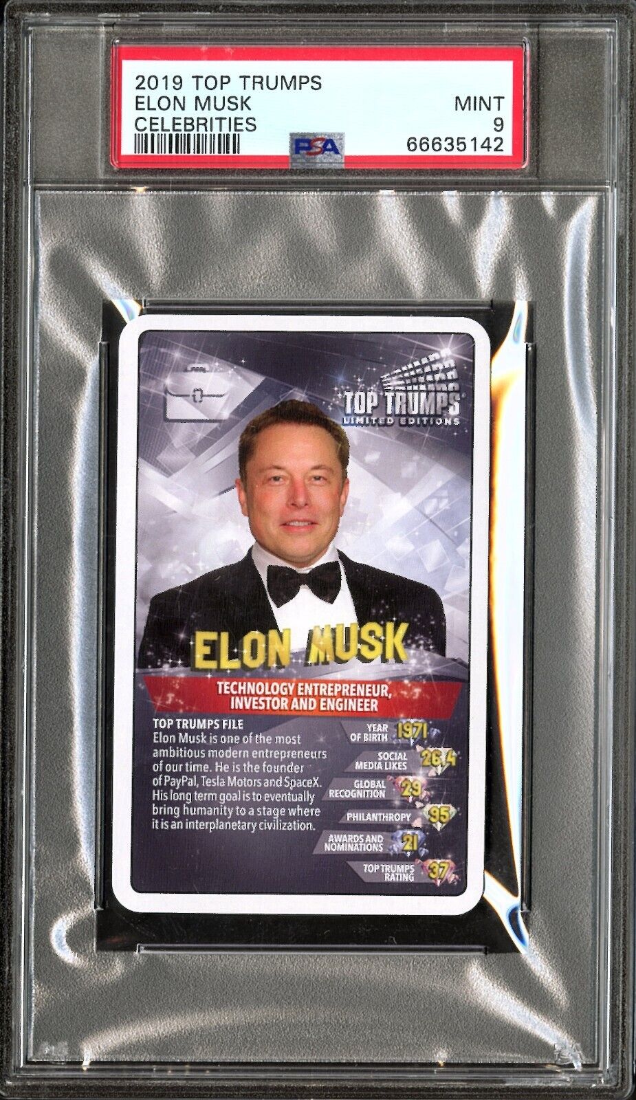 2019 Top Trumps Elon Musk ROOKIE PSA 9 MINT Limited Edition Celebrities