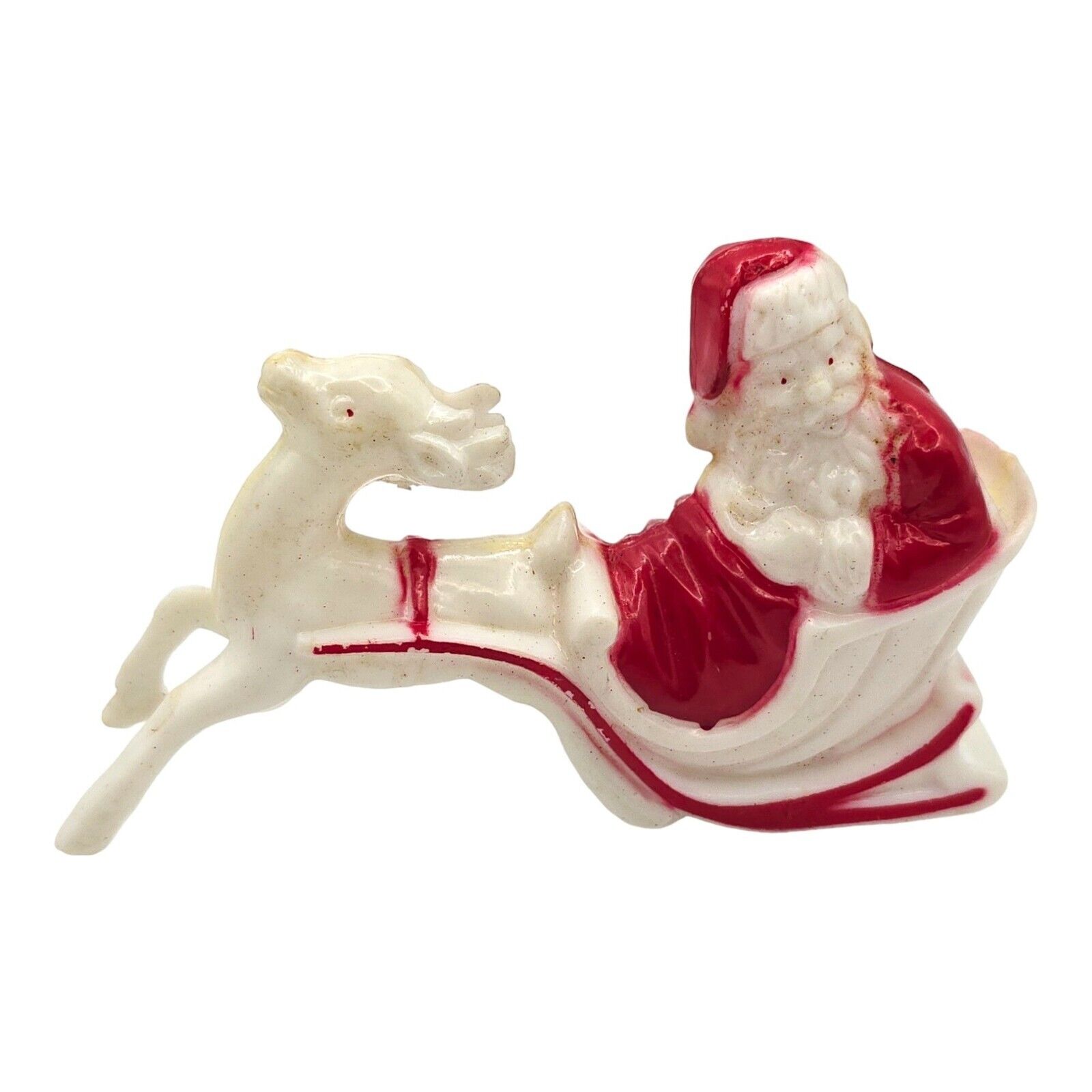 Vintage 1950s Rosen Rosbro Santa Claus & Reindeer Plastic Christmas 3.5\