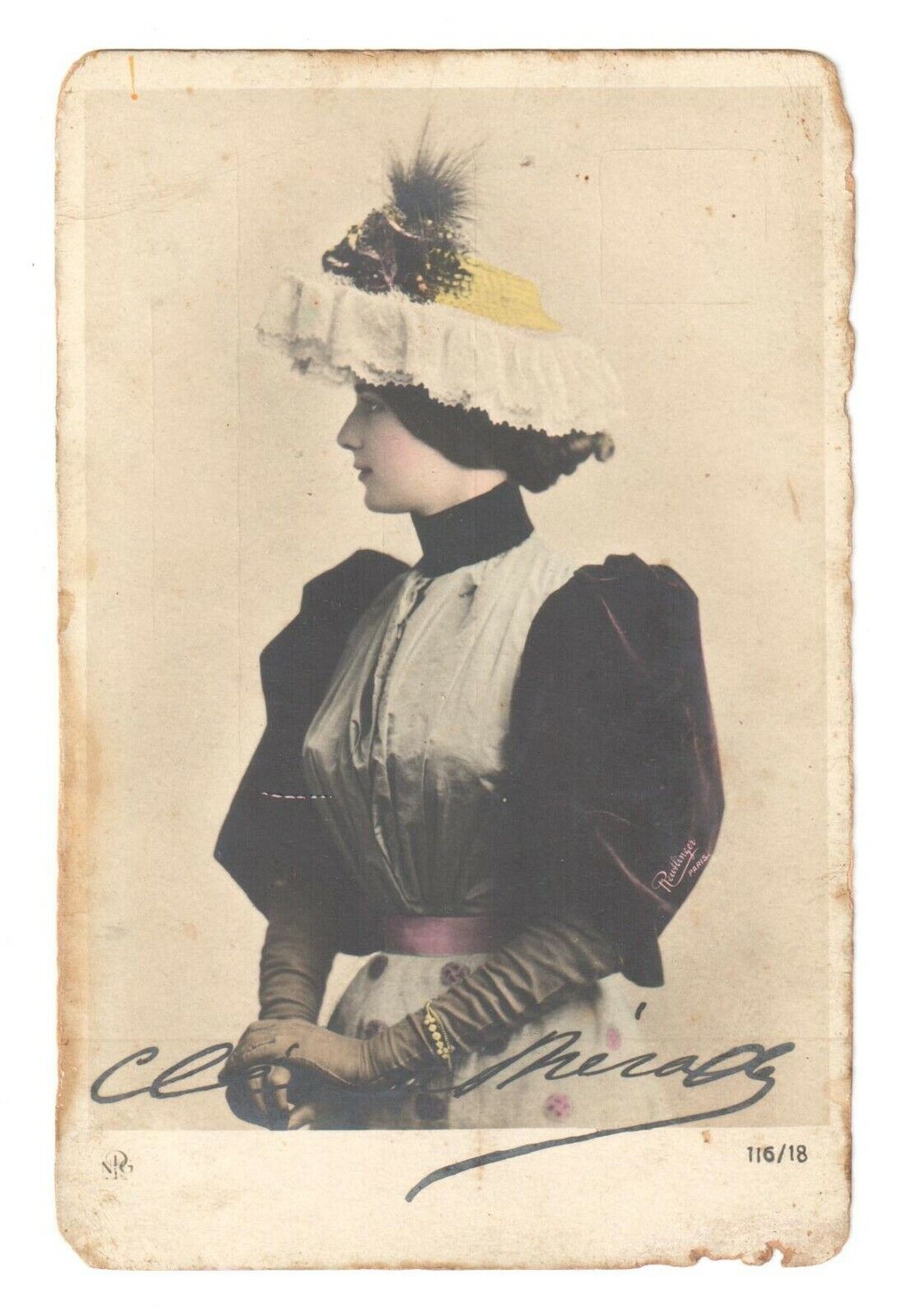 Real Photo Cleo de Merode Antique Postcard French Dancer Fashion RPPC /173