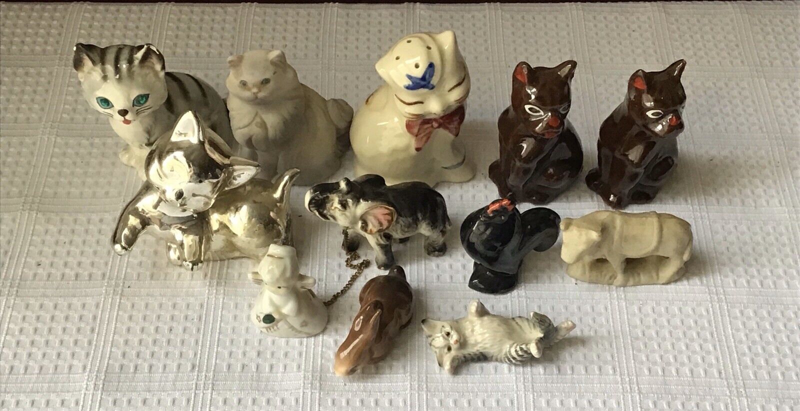 Collection Of 12 Porcelain/ Ceramic/ Other Animal Figurines, 1 Is A Salt Shaker