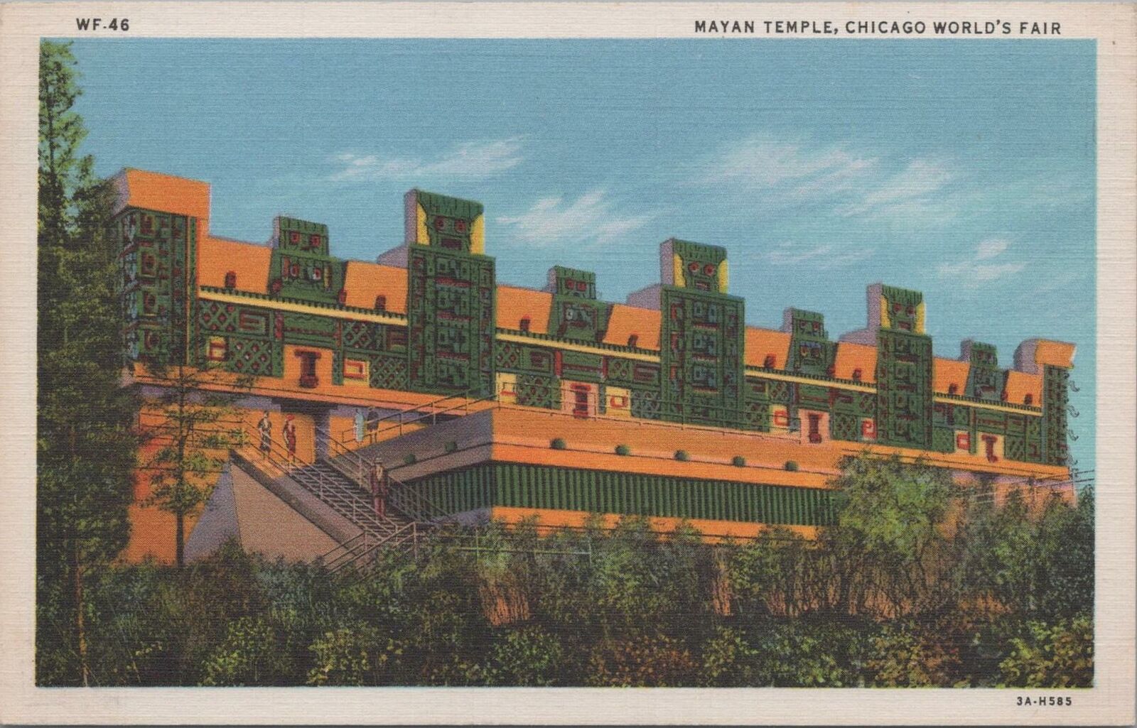 Postcard Mayan Temple Chicago World\'s Fair Chicago IL 1933