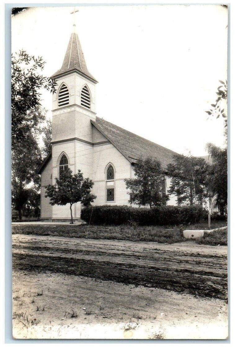c1940's Catholic Church View Howard South Dakota SD RPPC Photo Postcard