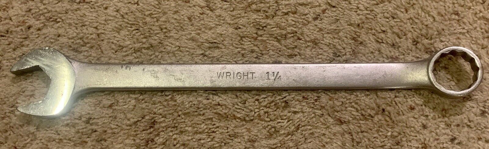 Clean Vintage Wright Combination Wrench 1140  1-1/4 Inch 12 Point SAE USA