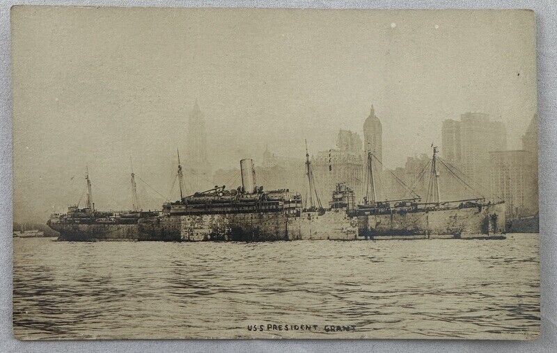 Antique Postcard RPPC REAL PHOTO USS President Grant (ID-3014) WWI Navy Ship