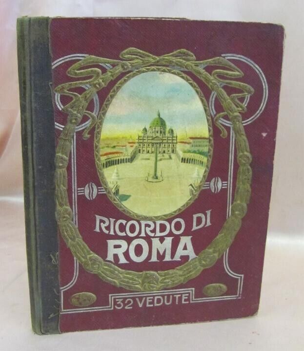 ANTIQUE 1895 RARE ART NOUVEAU PHOTO PICTURE ALBUM RICORDO DI ROMA