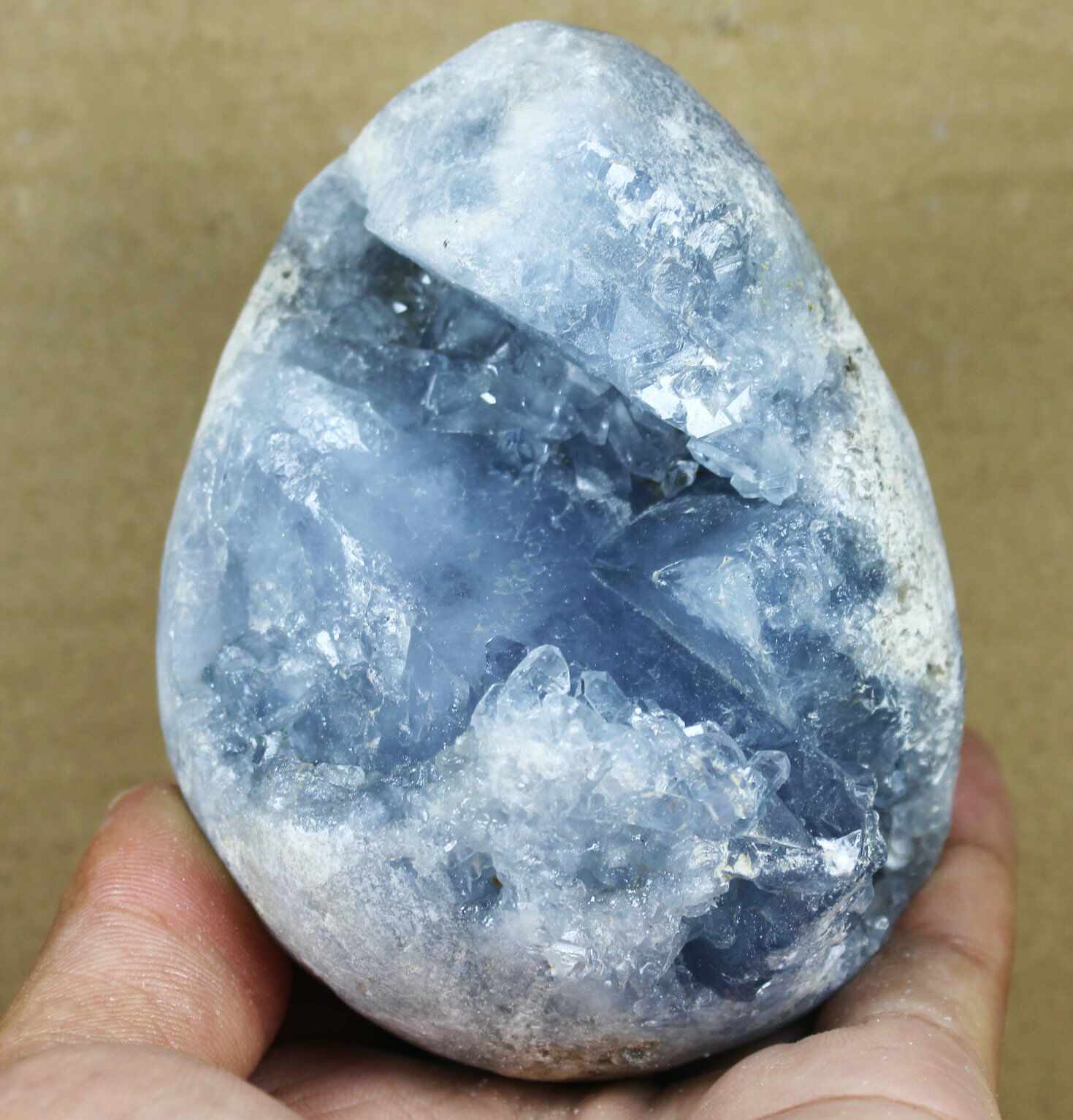 840g Rare Top Grade Gorgeous Sky Blue Celestite Geode Rough Reiki Crystal