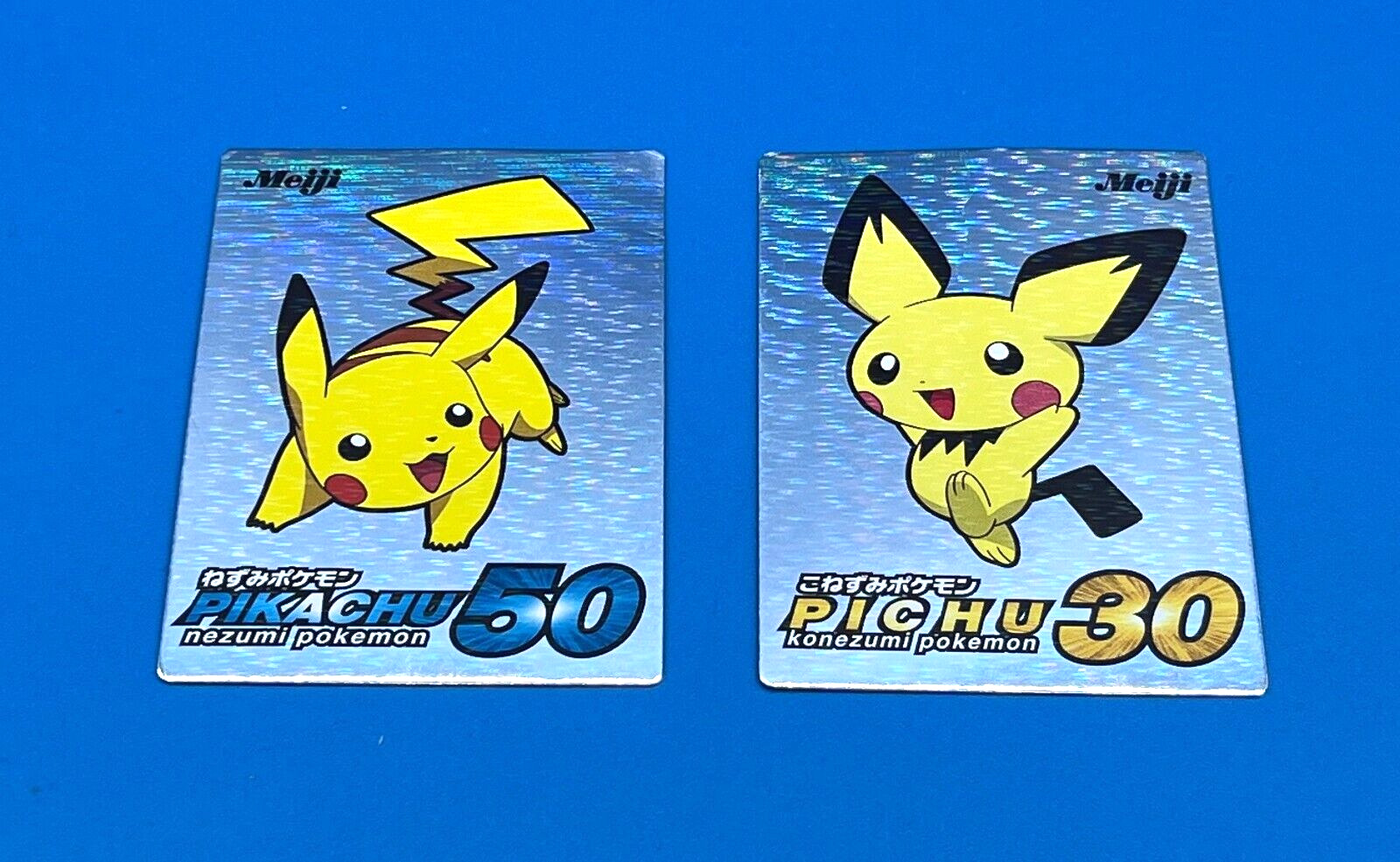 2set Pokemon Meiji  Get Card ( Pikachu ) ( Pichu ) metal Foil Prism Holo Japan