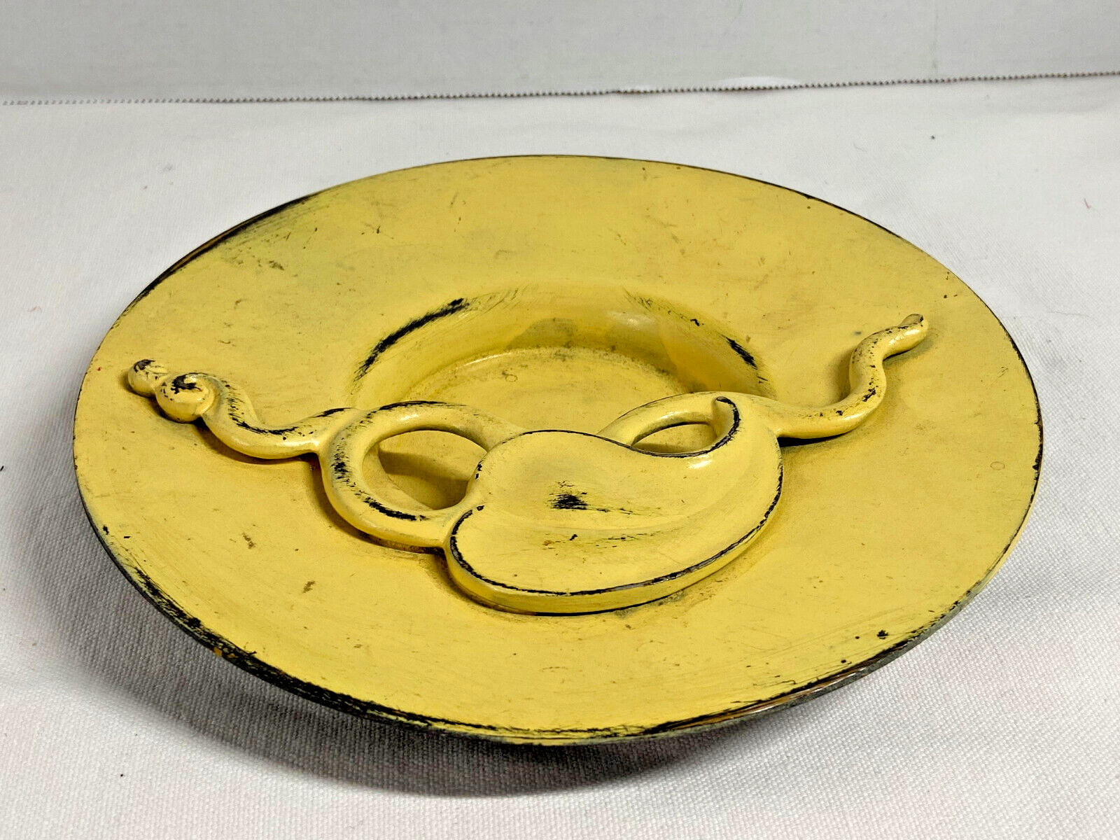 Vintage RARE Metal Yellow Brown Jordan Snake Leaf Change Dish/Bowl/Plate (USA)