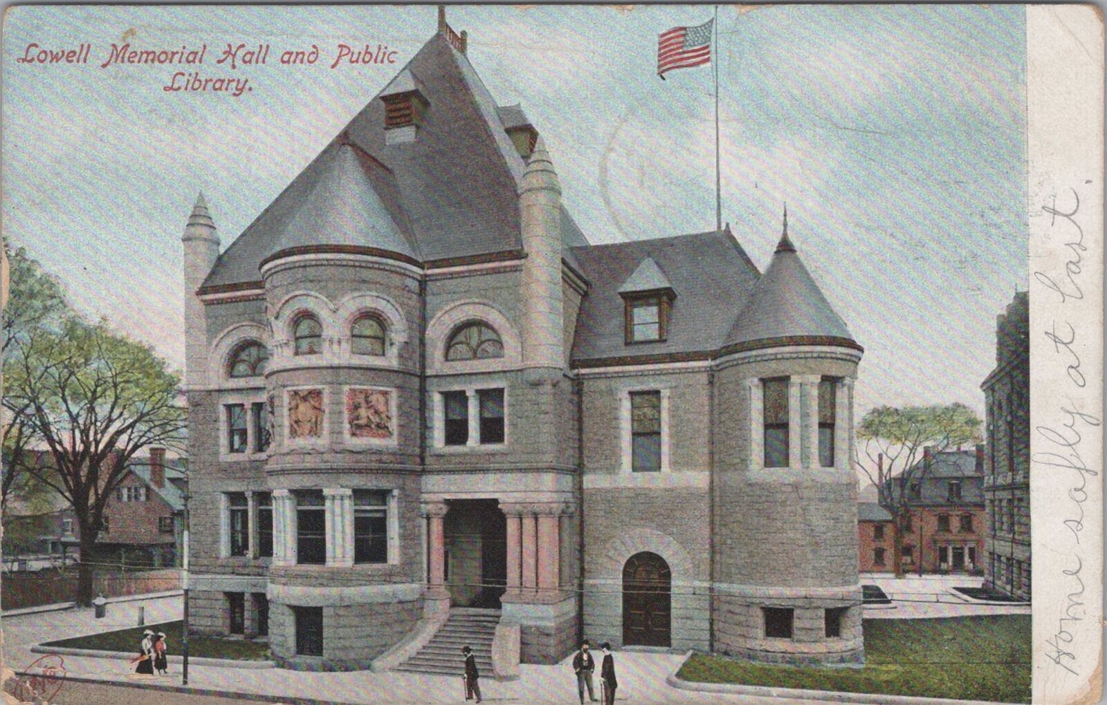 Lowell Memorial Hall and Public Library 1906 Postcard