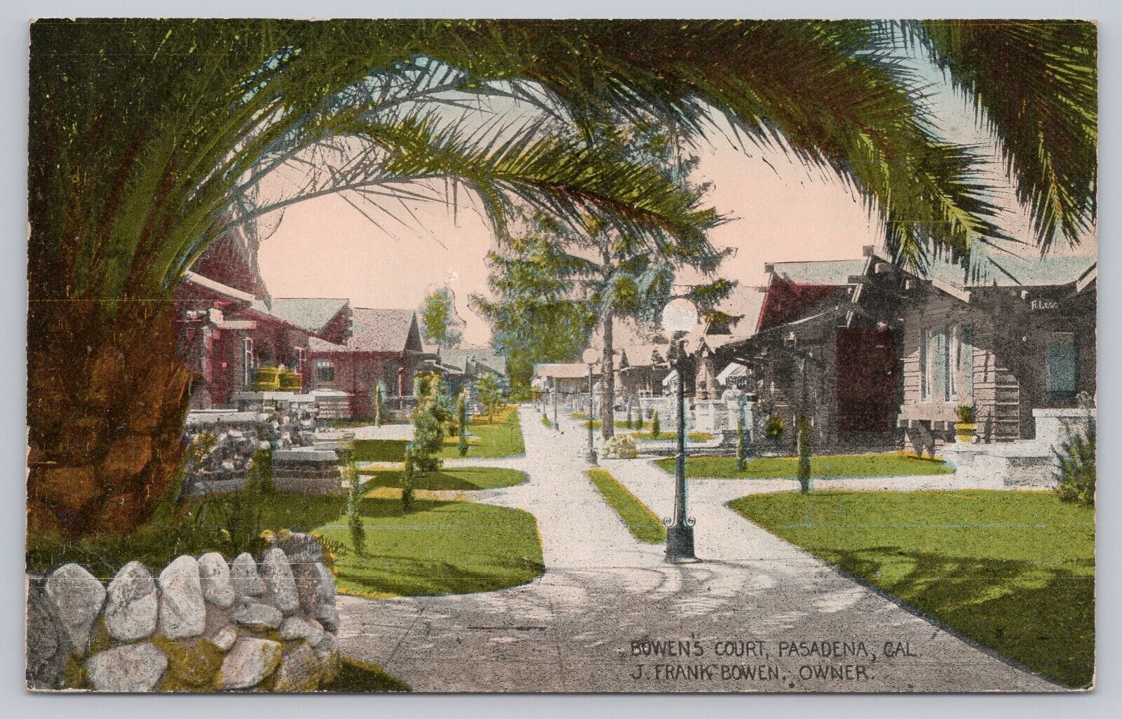 c 1910 Pasadena, California Bowen\'s Court Cabins Antique Postcard