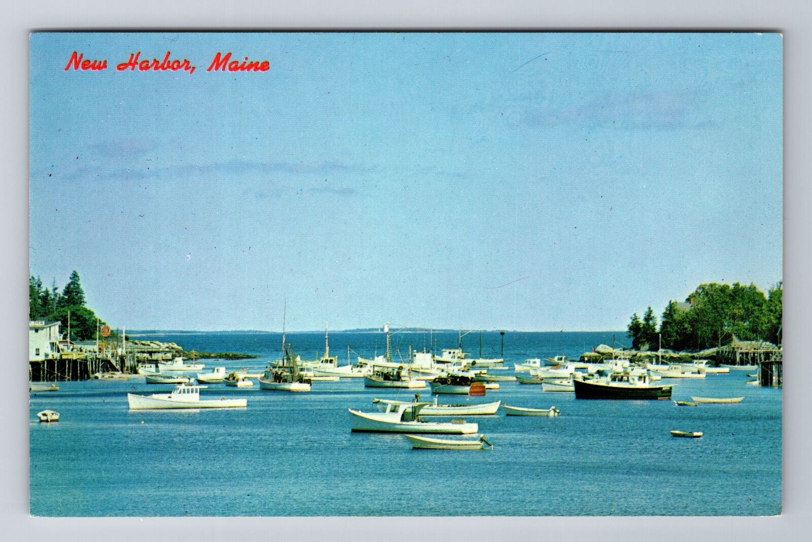 New Harbor ME-Maine, Boats At Anchor, Back Cove, Antique, Vintage Postcard