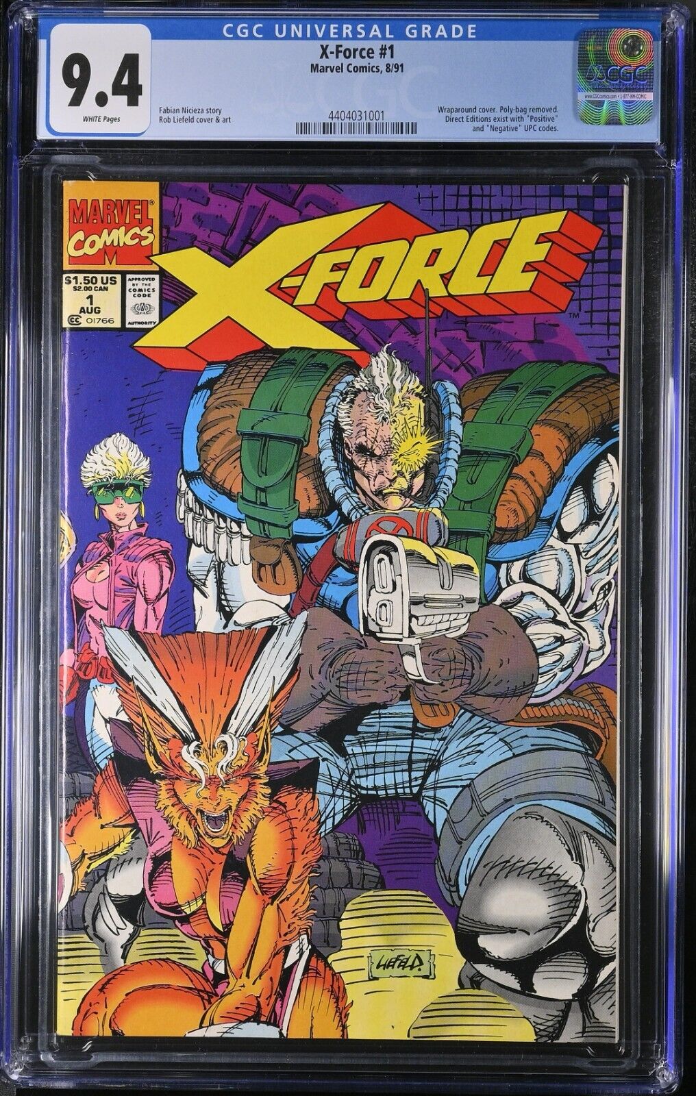 X-Force #1 CGC 9.4 💥Wraparound Cover, Negative UPC Polybag Removed 1st Issue