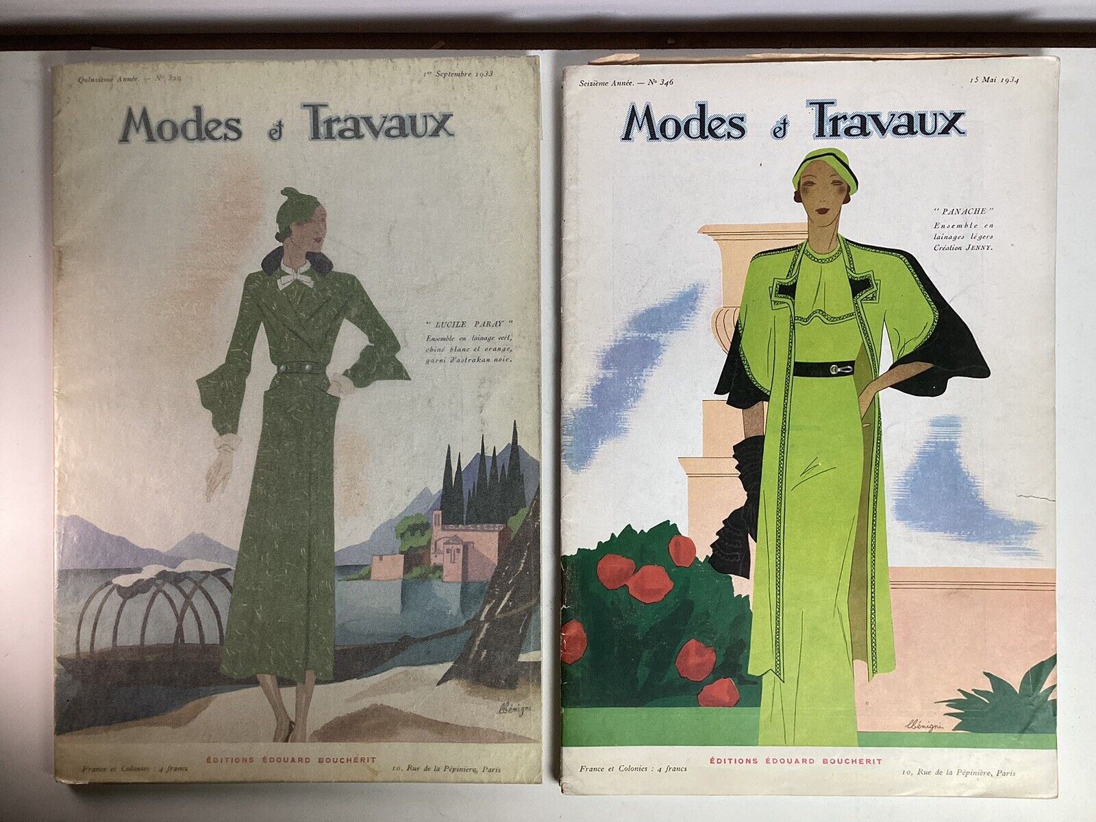 Modes et Travaux Lot 2 French Magazine Text  Sewing Knitting Fashion 1933 1934