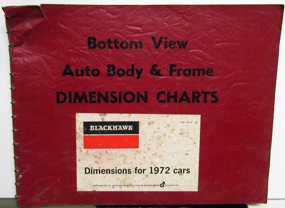 1972 Car Body Frame Dimension Chart Collision Repair GM Chevy Ford Mopar Foreign