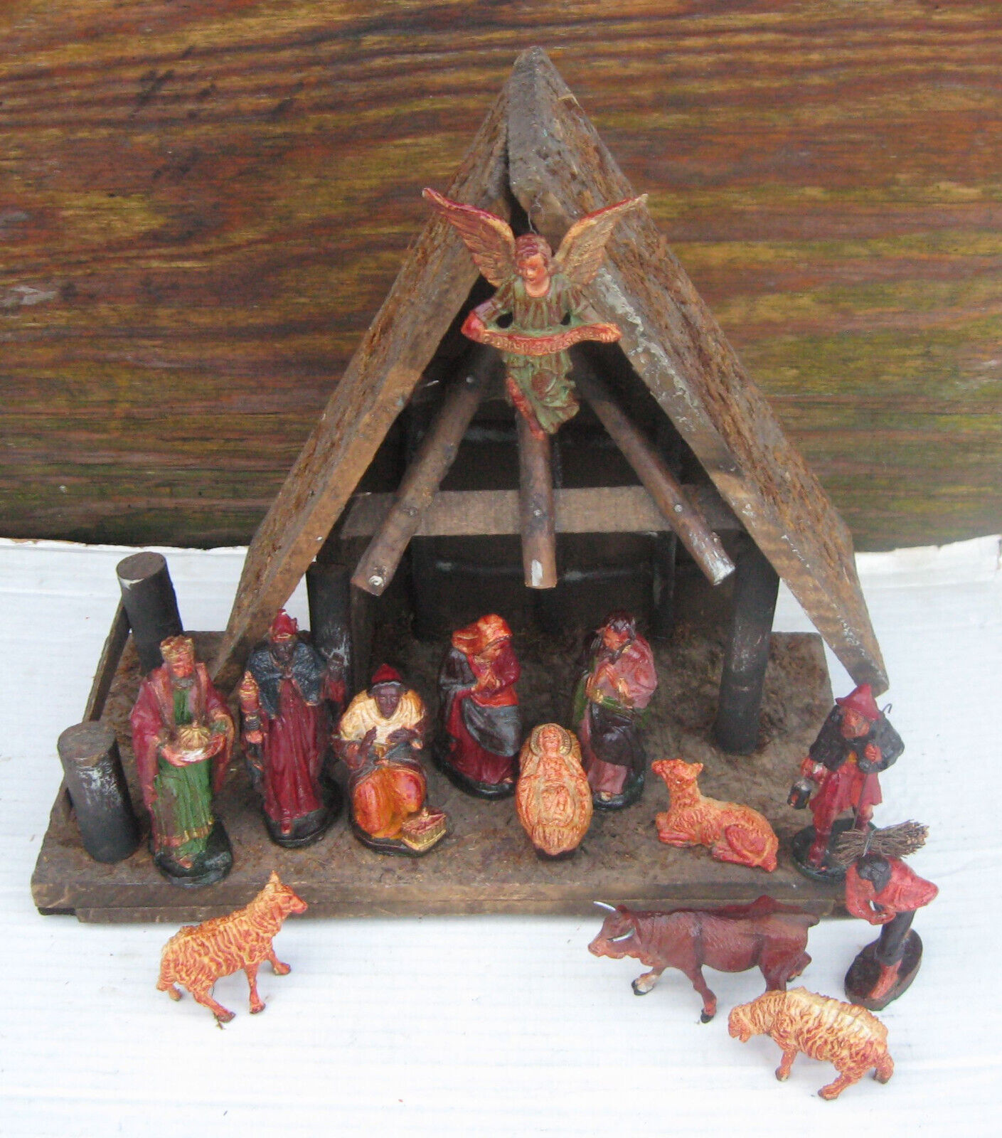14 Pc Vintage Lighted Musical Nativity Made in Italy - \'Silent NIght\'