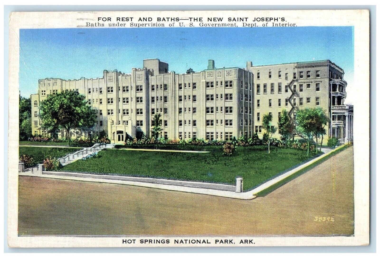 1915 Baths Government Department Hot Springs National Park Arkansas AR Postcard